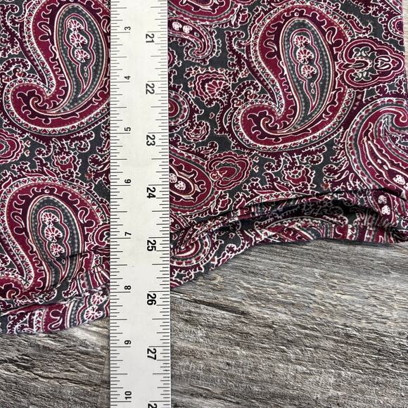 Rodeo Burgundy Red Mens M Paisley Pearl Snap Button Up Shirt Long Sleeve Disco - Picture 7 of 8